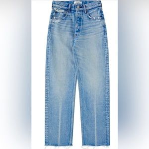 Moussy Ashley Raw Hem High Waist Straight Wide Leg Jeans